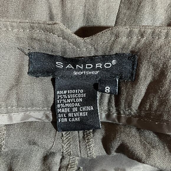 Sandro Sportswear Chino Pants Womens Size 8 Green Straight Leg High Rise Pockets - Picture 8 of 12